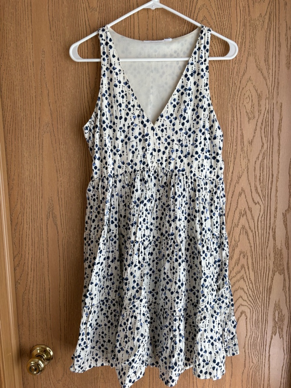 Sincerely Jules Cream Dress with Navy Spot Print